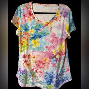 Indigo Soul Watercolor floral top with bling